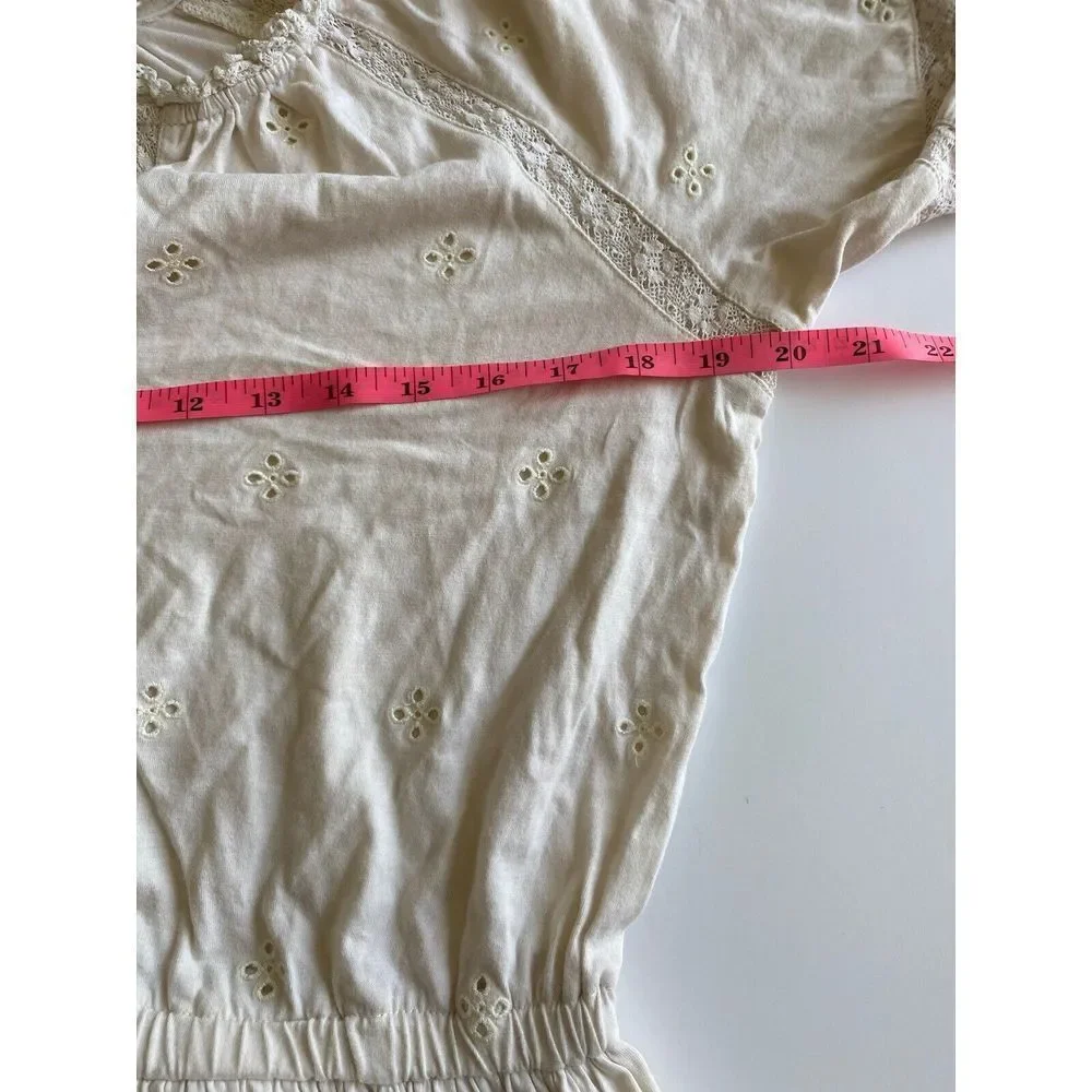 Lauren ralph Lauren Women's S Dress Cream Eyelet Boho Peasant Jersey cottagecore - Picture 5 of 16